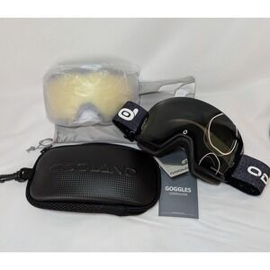 Odoland S2 Ski Goggles Snowboard Interchangeable Lens Black Yellow Set NEW